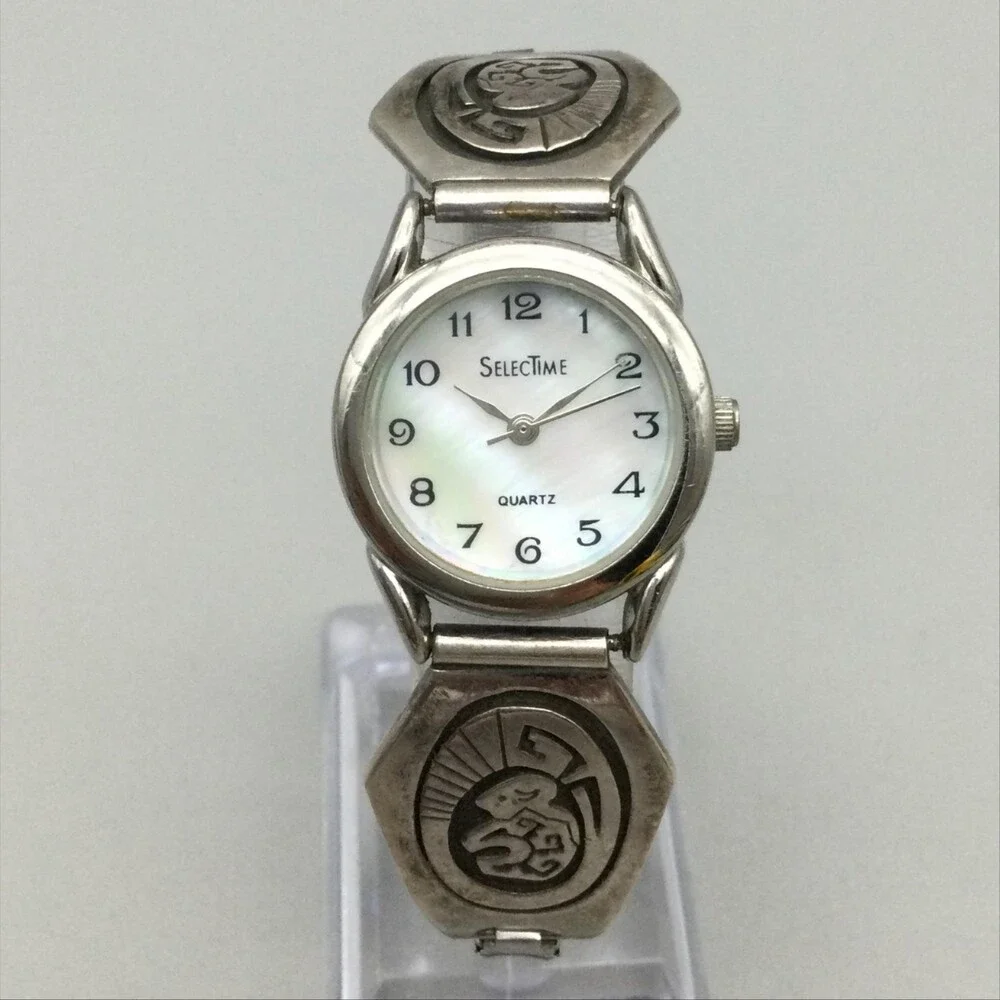 Vintage Native American Navajo Watch Tips Womens 24mm Sign Calvin Peterson